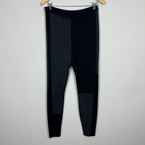 Eileen Fisher Pant Women Small Black Gray Merino Wool Colorblock Pull On Legging - Picture 13 of 13